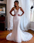 Sparkly Mermaid White Sweep Train Long Wedding Dress