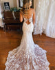 Ivory Mermaid Open Back Long Lace Wedding Dress