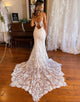 Ivory Mermaid Open Back Long Lace Wedding Dress