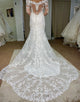 Tulle Mermaid Off The Shoulder White Long Wedding Dress with Appliques