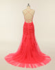 Mermaid Long Backless Tight Pink Prom Dress