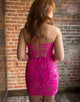 Fuchsia Sequins Strapless Short Homecoming Dress