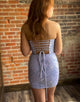 Fuchsia Sequins Strapless Short Homecoming Dress