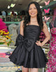 Chic Strapless Bow Black A-Line Homecoming Dress