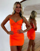 Orange Spaghetti Straps V-Neck Short Homecoming Dress