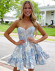 A Line Blue Off Shoulder Homecoming Dress