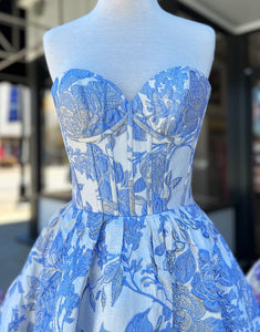 A Line Blue Off Shoulder Homecoming Dress