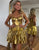 A Line Golden Strapless Homecoming Dress