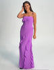 Elegant Tahiti Chiffon Spaghetti Strap High-Slit Bridesmaid Dress with Ruffle