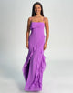 Elegant Tahiti Chiffon Spaghetti Strap High-Slit Bridesmaid Dress with Ruffle