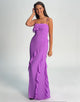 Elegant Tahiti Chiffon Spaghetti Strap High-Slit Bridesmaid Dress with Ruffle