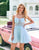 Cute Glitter Blue A Line Beaded Corset Tulle Homecoming Dress with Appliques