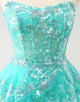 Cute Glitter Green A Line Strapless Sequined Tiered Corset Homecoming Dress