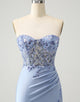 Glitter Lilac Strapless Sequined Appliques Strapless Tight Homecoming Dress