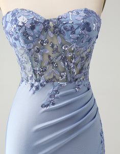 Glitter Lilac Strapless Sequined Appliques Strapless Tight Homecoming Dress