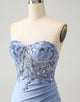 Glitter Lilac Strapless Sequined Appliques Strapless Tight Homecoming Dress