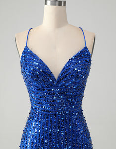 Unique Sparkly Tight Sequins Short Homecoming Dress with Lace Up Back