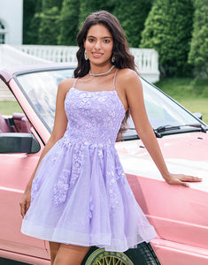 Cute Glitter Lilac A Line Sequins Short Homecoming Dress with Appliques