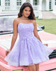 Cute Glitter Lilac A Line Sequins Short Homecoming Dress with Appliques