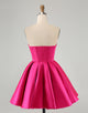 Cute Fuchsia A Line Sweetheart Corset Homecoming Dress with Beading