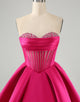 Cute Fuchsia A Line Sweetheart Corset Homecoming Dress with Beading