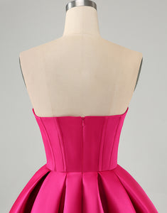 Cute Fuchsia A Line Sweetheart Corset Homecoming Dress with Beading