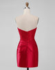 Sparky Red Strapless Bodycon Short Homecoing Dress with Lace