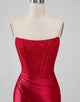 Sparky Red Strapless Bodycon Short Homecoing Dress with Lace