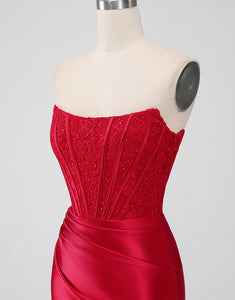 Sparky Red Strapless Bodycon Short Homecoing Dress with Lace