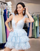 A Line Sparkly Blue Homecoming Dress