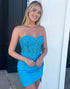Blue Corset Appliques Bodycon Sweetheart Homecoming Dress