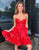 Red A-Line Strapless Prom Dress with Bow