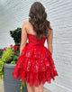 Red A-Line Strapless Prom Dress with Bow