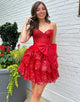 Red A-Line Strapless Prom Dress with Bow