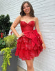 Red A-Line Strapless Prom Dress with Bow