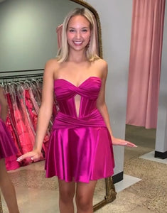 Fuchsia A-Line Sweetheart Corset Short Homecoming Dress