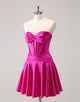 Fuchsia A-Line Sweetheart Corset Short Homecoming Dress