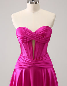 Fuchsia A-Line Sweetheart Corset Short Homecoming Dress