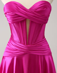 Fuchsia A-Line Sweetheart Corset Short Homecoming Dress