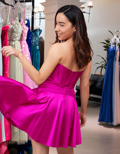 Fuchsia A-Line Sweetheart Corset Short Homecoming Dress