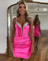 Fuchsia Spaghetti Straps Bodycon Homecoming Dress with Sequins