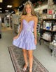 A Line Sparkly Grey Strapless Short Homecoming Dress