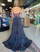 Royal Blue Off The Shoulder Tiered Prom Dress with Slit