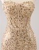 Sparkly Golden Spaghetti Straps Bodycon Homecoming Dress with Sequins