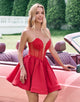 Sparkly Red A-Line Strapless Homecoming Dress