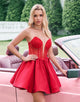 Sparkly Red A-Line Strapless Homecoming Dress