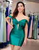 Glitter Green Spaghetti Straps Beaded Appliques Tight Corset Homecoming Dress