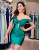 Glitter Green Spaghetti Straps Beaded Appliques Tight Corset Homecoming Dress