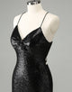 Stylish Glitter Black Sequins Tight Halter Homecoming Dress with Lace Up Back