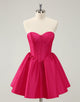 Fuchsia A Line Sweetheart Corset Satin Cute Homecoming Dress